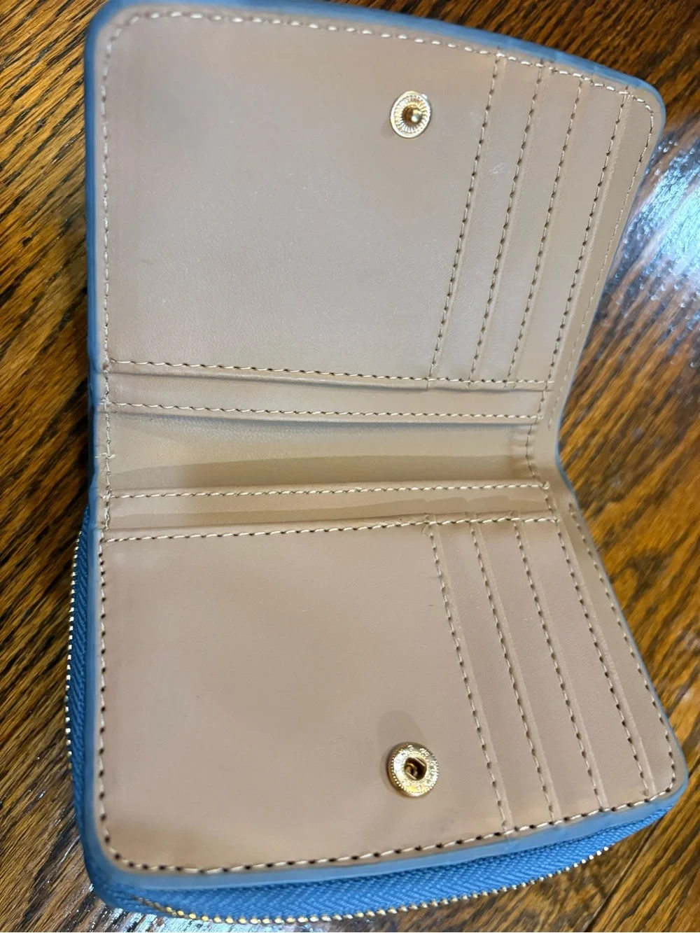 Anne Klein Pebbled Leather Card Holder Wallet in Slate Blue